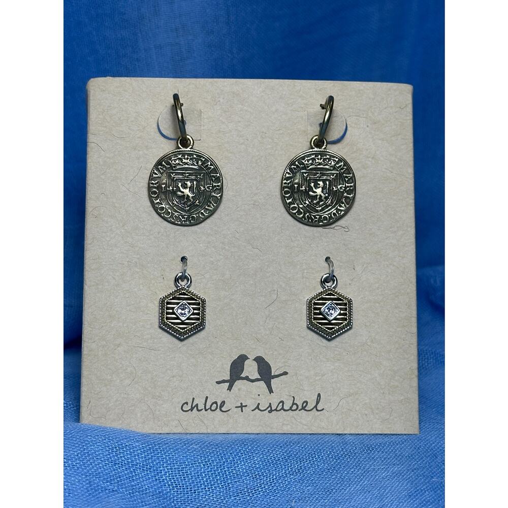 CHLOE + ISABEL heritage convertible medallion hoop set - E019